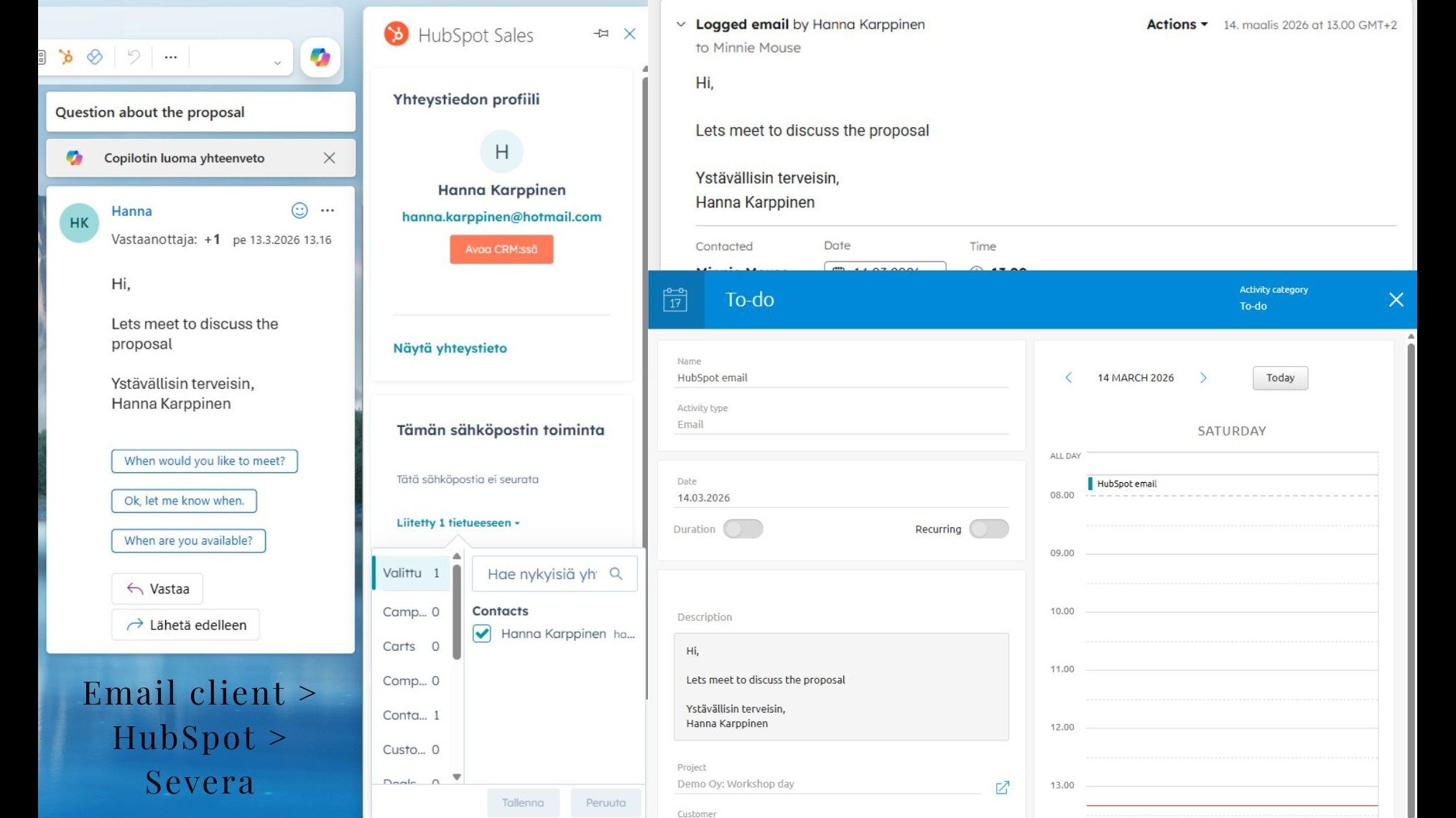 Email client and HubSpot and Severa all up to date